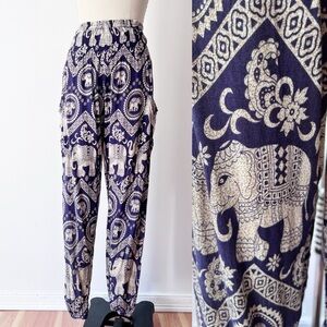 The Elephant‎ Pants Printed High Rise Harem Pants, Rayon Joggers Soft Comfy